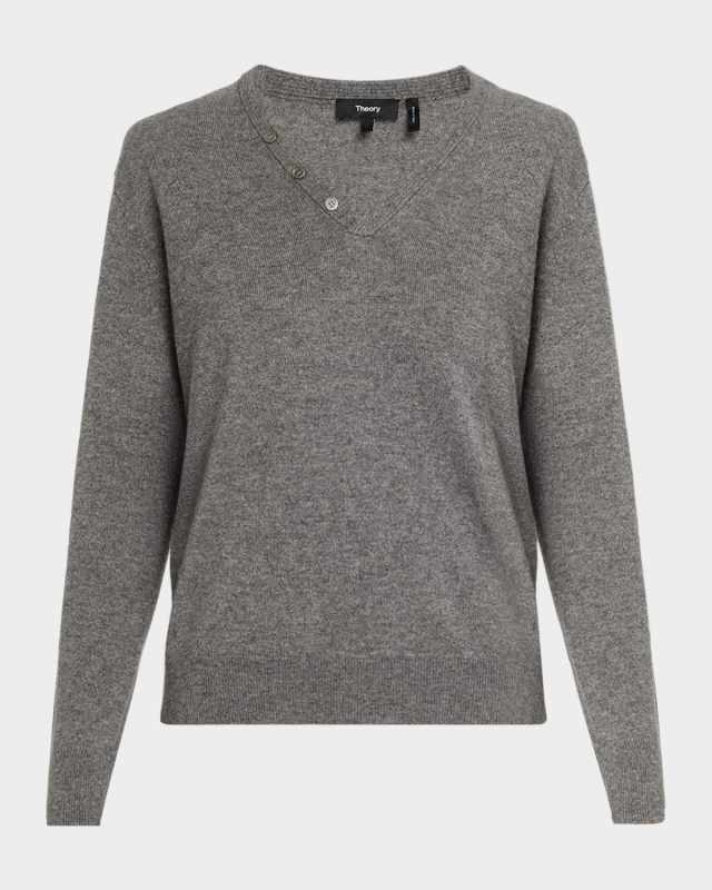 Cashmere Button-Neck Sweat